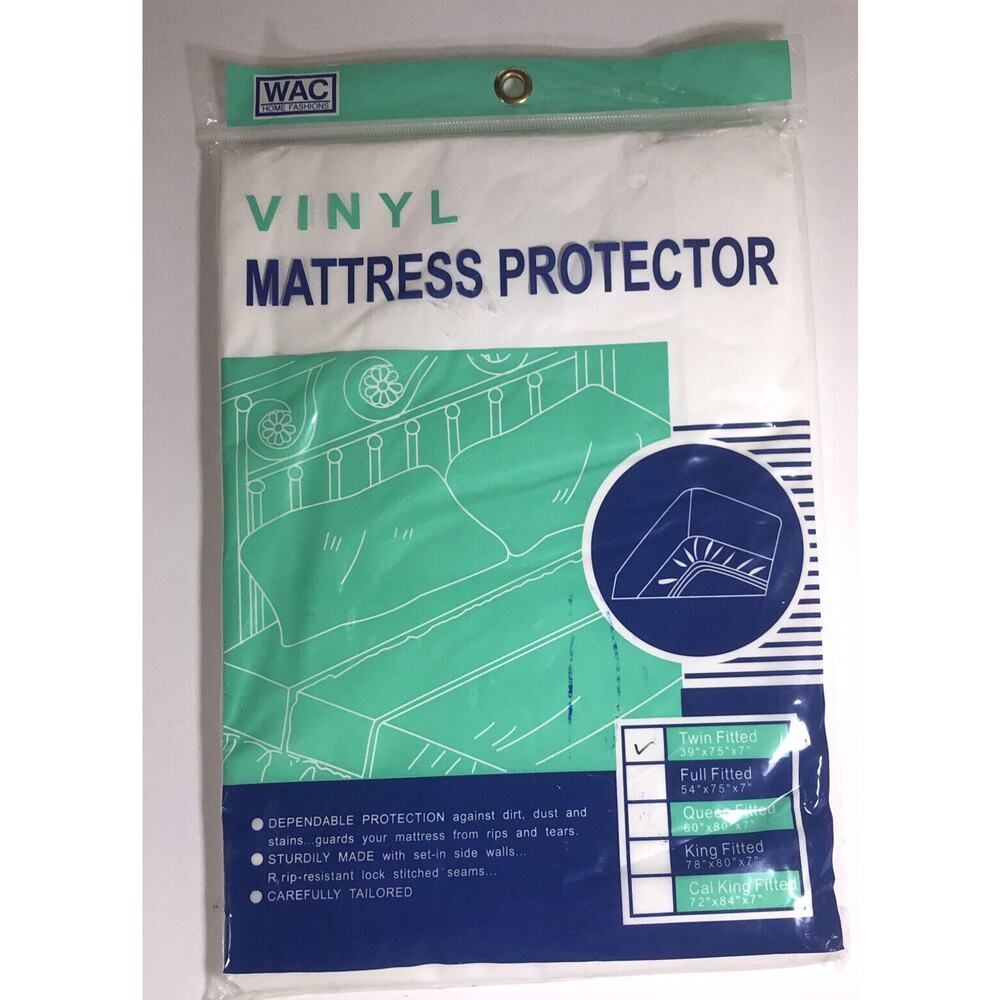 Mattress Protector Fitted Twin Size Vinyl WAC Home Fashions